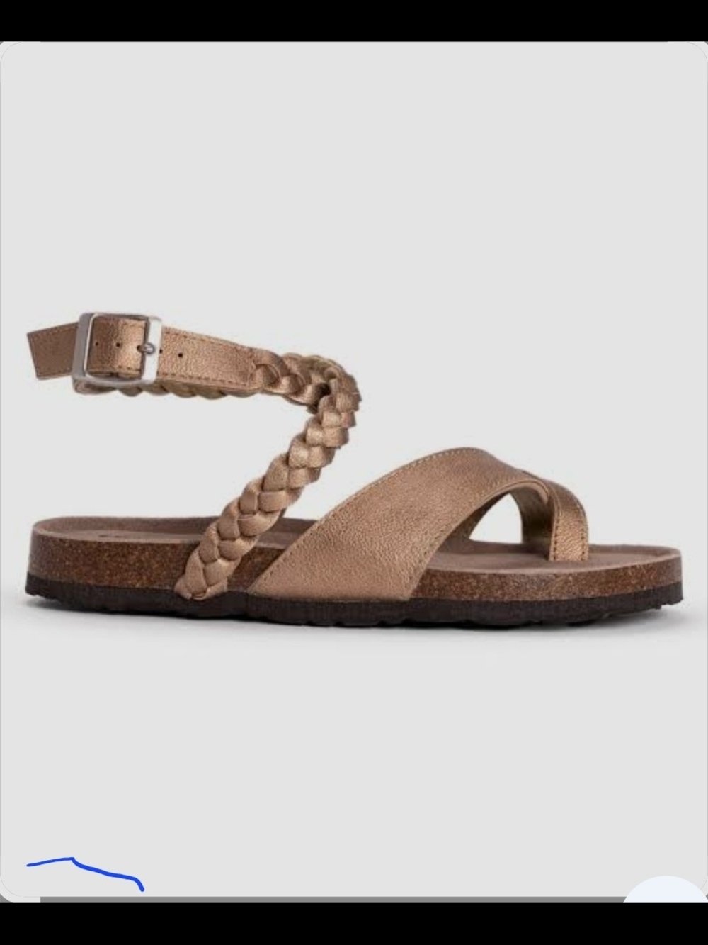 Muk Luks Women's Braided Ankle-Strap Sandal in Metallic Rose Gold